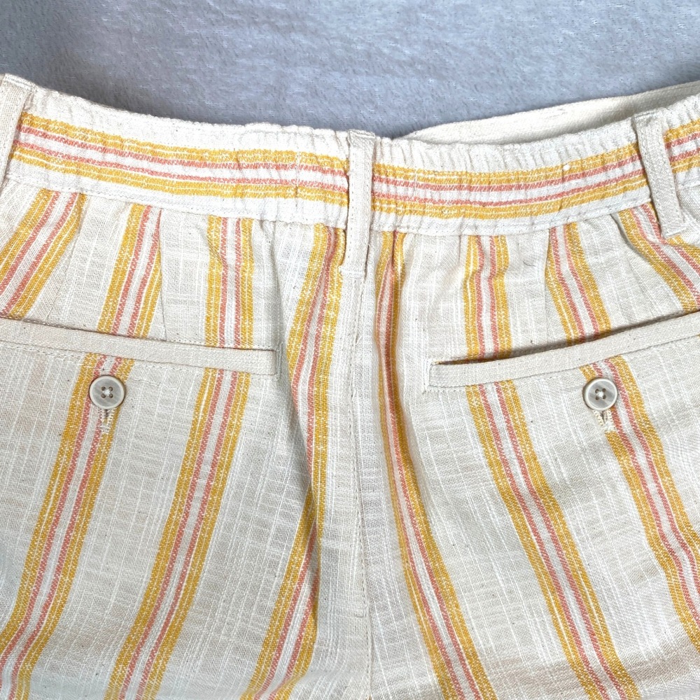 Zara Mens Textured Striped Shorts M Cream Orange Nautical Moroccan Coastal Beach - Picture 3 of 10